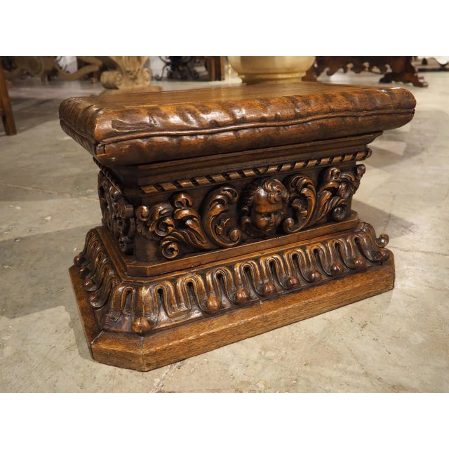 17th Century Oak Carved Socle Pedestal From Northern Italy For Sale - Image 14 of 17