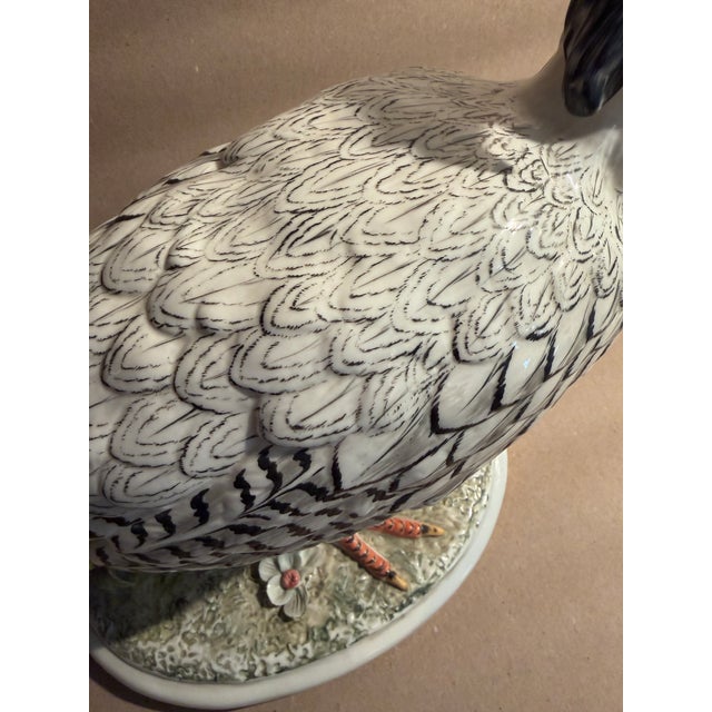 Campaign Fine Mottahadeh Large Porcelain Model of Silver Feathered Pheasant Hen For Sale - Image 3 of 12