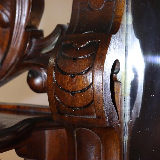 Antique Rococo Revival Carved Walnut Rouge Marble Top Pier Mirror C1890 For Sale - Image 12 of 18