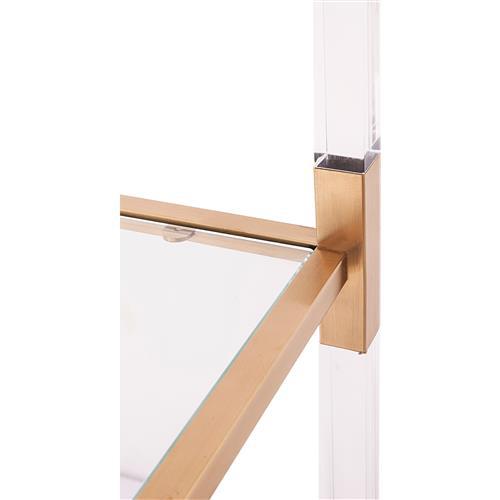 Set of Maelie Lucite Acrylic & Gold Etagere Bookcases with Glass