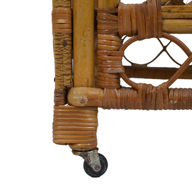 Fretwork Rattan Bar Cart For Sale - Image 4 of 5