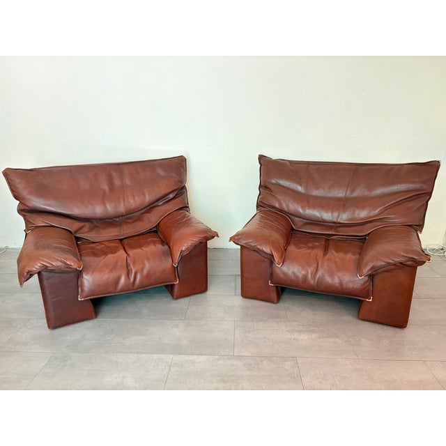 Animal Skin Vintage Leather Armchairs, 1970s, Set of 2 For Sale - Image 7 of 18