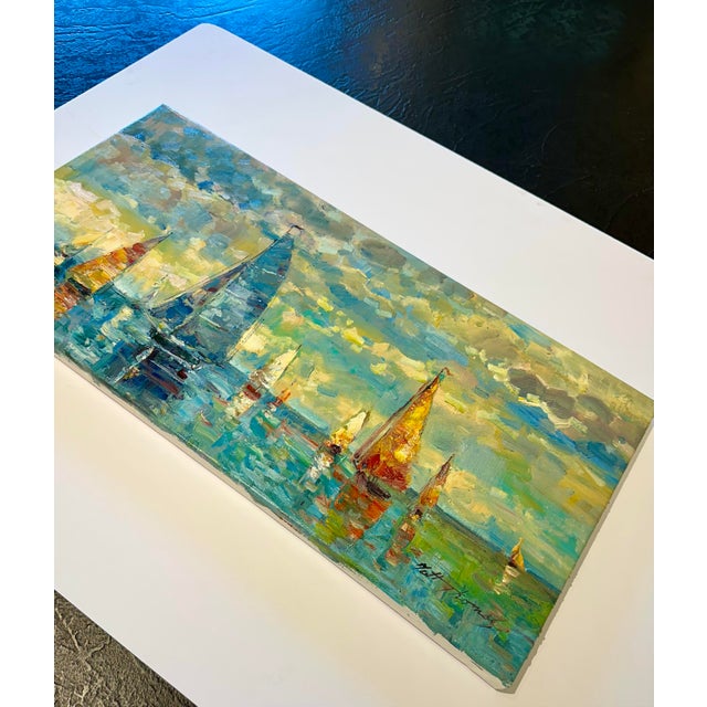 Coastal Sailboats Oil Painting by Matt Thomas For Sale - Image 4 of 5