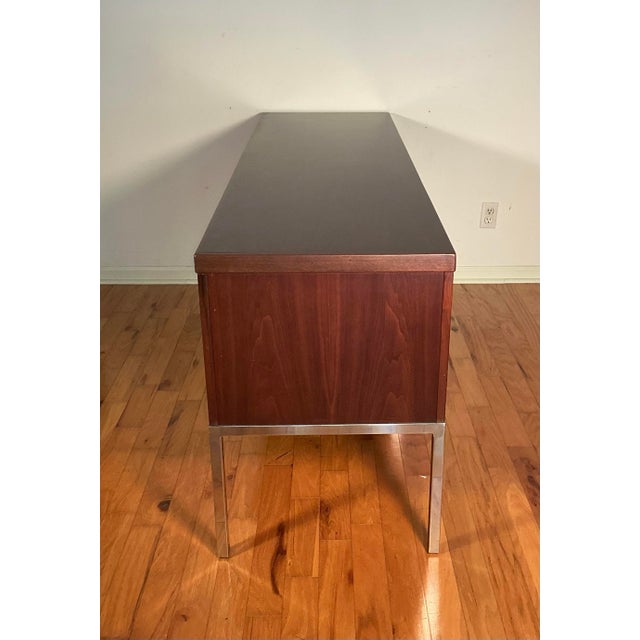 Wood Florence Knoll Attributed Mid Century Walnut and Chrome Office Credenza For Sale - Image 7 of 12