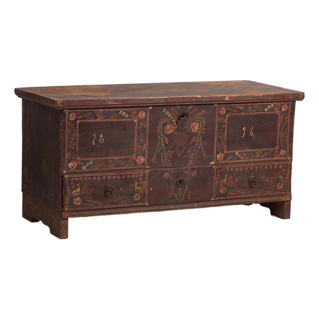 Antique Painted Chest with Drawer, 1896 For Sale