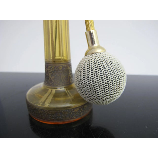 Moser Amber Art Nouveau Gilt Glass Atomizer Perfume Bottle Set Pair in Case For Sale In Portland, OR - Image 6 of 12