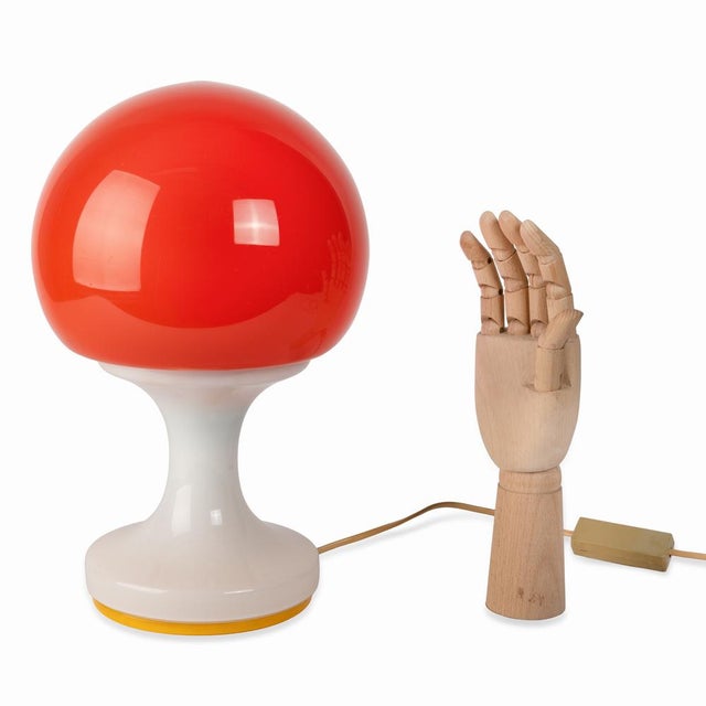 Red and White Glass Table Lamp For Sale - Image 6 of 7