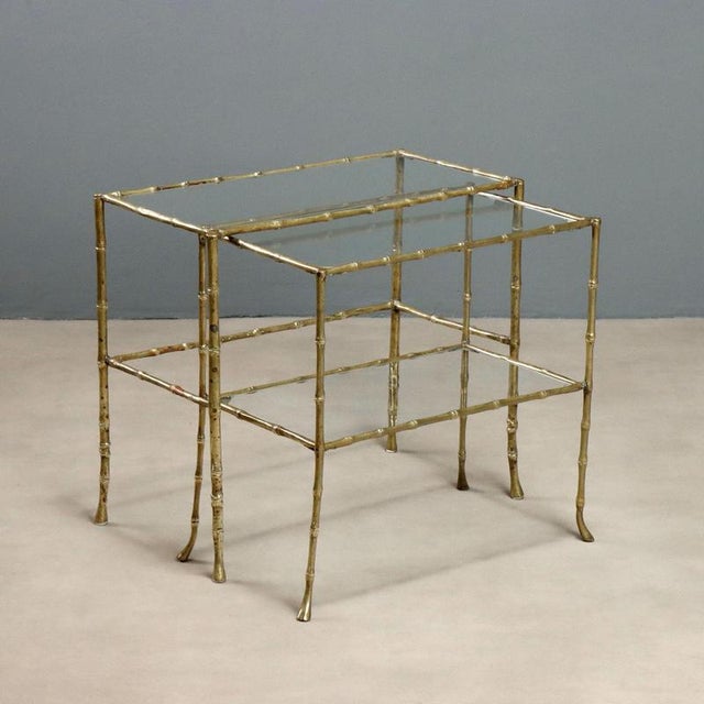 Nesting Tables with Brass Legs, Set of 2 For Sale - Image 9 of 9