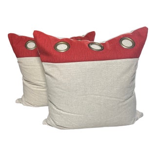 Pair of Eastern Accents Kanzan Crimson Insert With Grommets For Sale