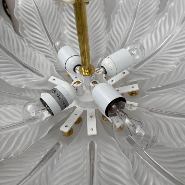 Gold Murano Glass Ceiling Light with White Glass Flower-Shaped Petals, 2000 For Sale - Image 8 of 9
