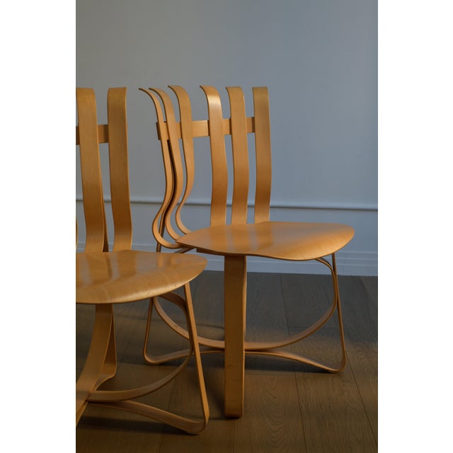 Knoll Pair of Frank Gehry "Hat Trick" Dining Chairs for Knoll, Bentwood Maple, Signed & Dated 1990 For Sale - Image 4 of 9