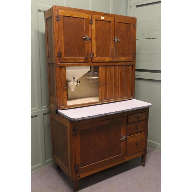 American Oak Hoosier Kitchen Cabinet by Hudson Bros, 1920 For Sale - Image 6 of 8