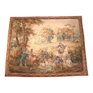 Early 19th C. Belgian Brussels “Chasse À Courre” Tapestry With Hunting Scene For Sale