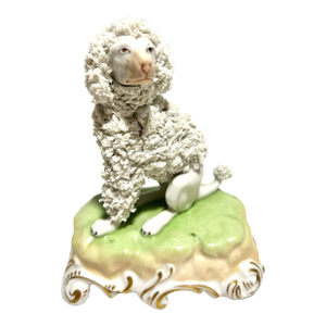 MCM Dresden Germany Porcelain Poodle With Applied Floral Encrustation