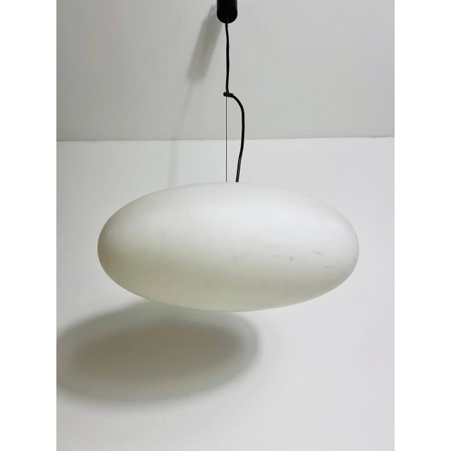 White Stilnovo Midcentury Brass and Glass Chandelier, 1950s, Italy For Sale - Image 8 of 11