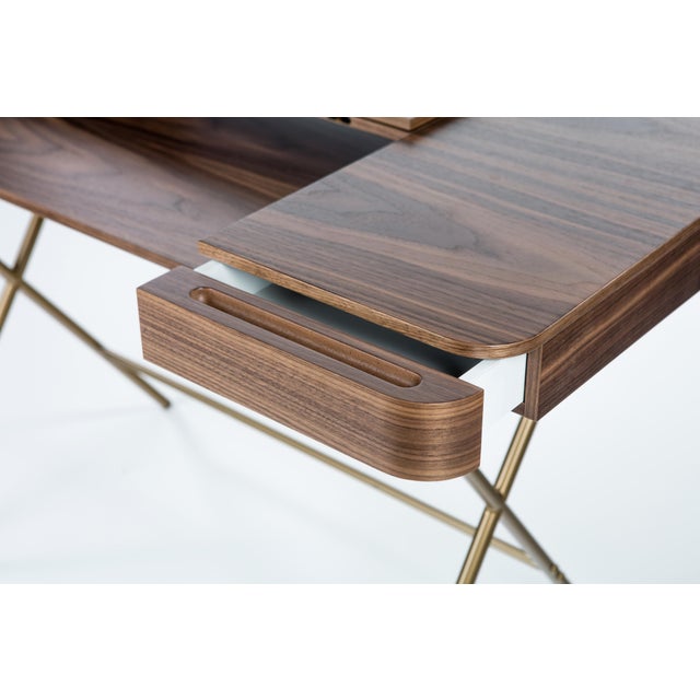 Metal Cosimo Desk with Walnut Veneer Top by Marco Zanuso Jr. for Adentro, 2017 For Sale - Image 7 of 16