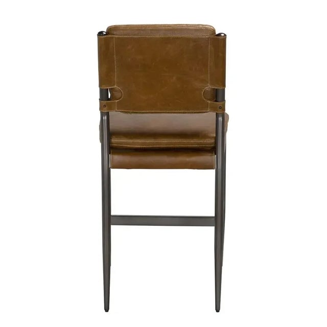 Noir Wooster Counter Chair, Cuba Brown Leather For Sale - Image 4 of 4