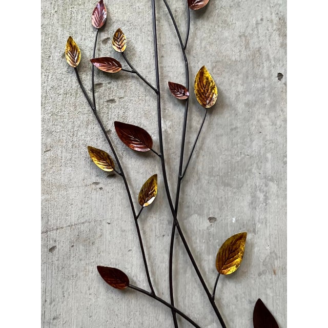 Curtis Jere Curtis Jere-Style Metal Gold Amber Leaves Branch Wall Hanging For Sale - Image 4 of 10