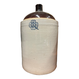 Antique Stoneware Crock /Jug With Blue Clover 5 Gallon