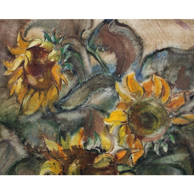 Dzidra Bauma, Sunflowers, 1974, Watercolor For Sale - Image 4 of 5