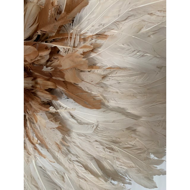 African African Juju Feather Headdress, 19 In. Diameter, White and Brown For Sale - Image 3 of 6
