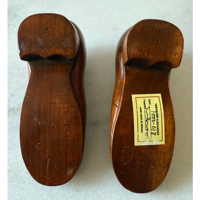 Pair of Hand Made Miniature Wooden Shoes by Theodore Alexander For Sale - Image 9 of 11