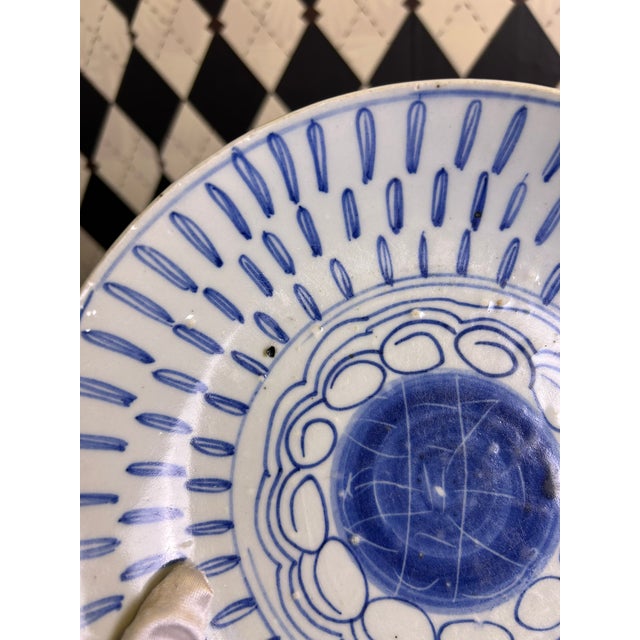 Ceramic Antique Chinese Qing Dynasty Blue & White Porcelain Plates, Pair of 9" For Sale - Image 7 of 9