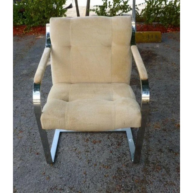 Mid-Century Modern 1970s Mid-Century Modern Brueton Heavy Thick Chromed Steel Arm Chairs - Set of 4 For Sale - Image 3 of 11