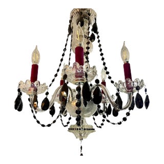 Karen Curtis’ Red & Black Strass Swarovski Crystal Chandelier, Antique Frame For Sale