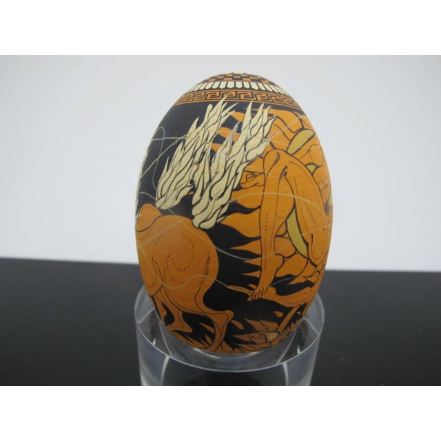 Yyiannis Nomikos Male Erotic Mythology Trojan War Painting on Duck Egg Art 1977 For Sale In Portland, OR - Image 6 of 8