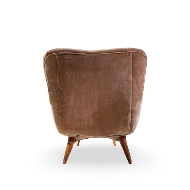 Vladimir Kagan for Dreyfuss Mid Century Highback Barrel Lounge Chair With Ottoman For Sale In Chicago - Image 6 of 9