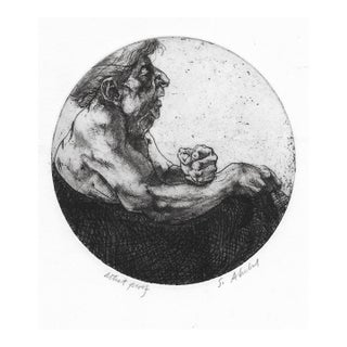 1963 Sigmund Abeles With Clenched Fist Etching For Sale