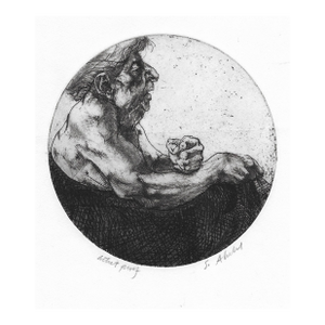 1963 Sigmund Abeles With Clenched Fist Etching