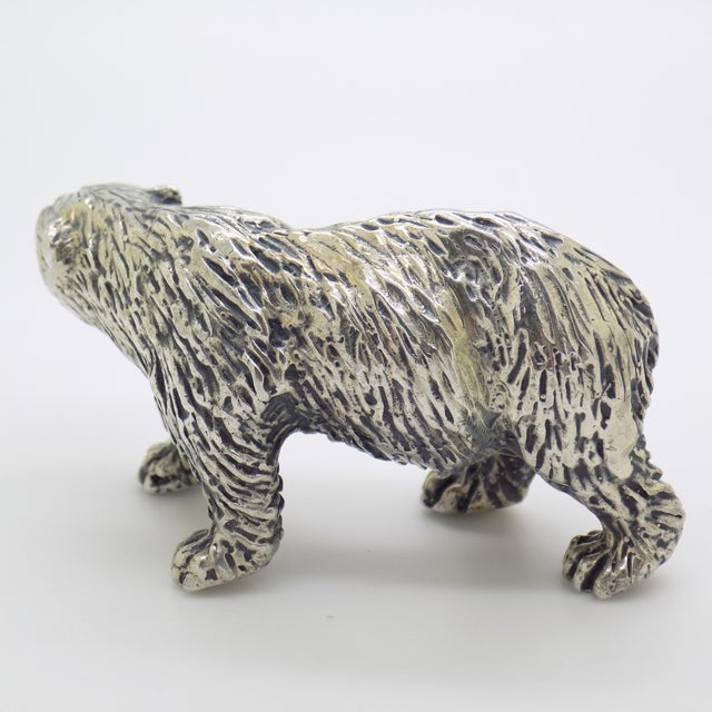 Vintage Italian Handmade Genuine Silver Large and Detailed Bear Figurine Sculpture Miniature For Sale - Image 4 of 11