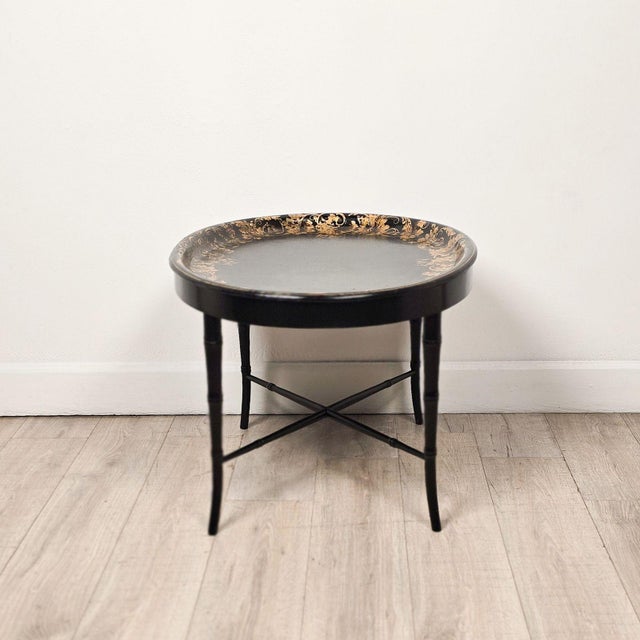 English English Lacquered & Gilt Papier-Mâché Tray, Circa 1870 For Sale - Image 3 of 9