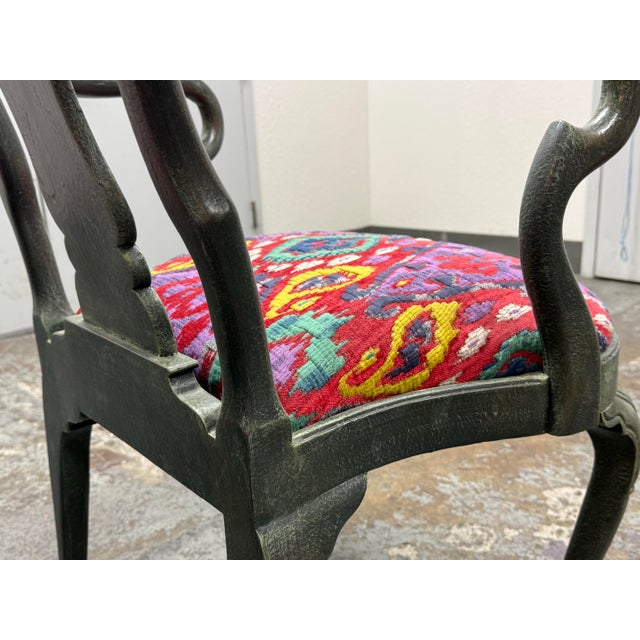 Custom Queen Anne Revival Upholstered Armchairs, Set of Six For Sale - Image 10 of 12