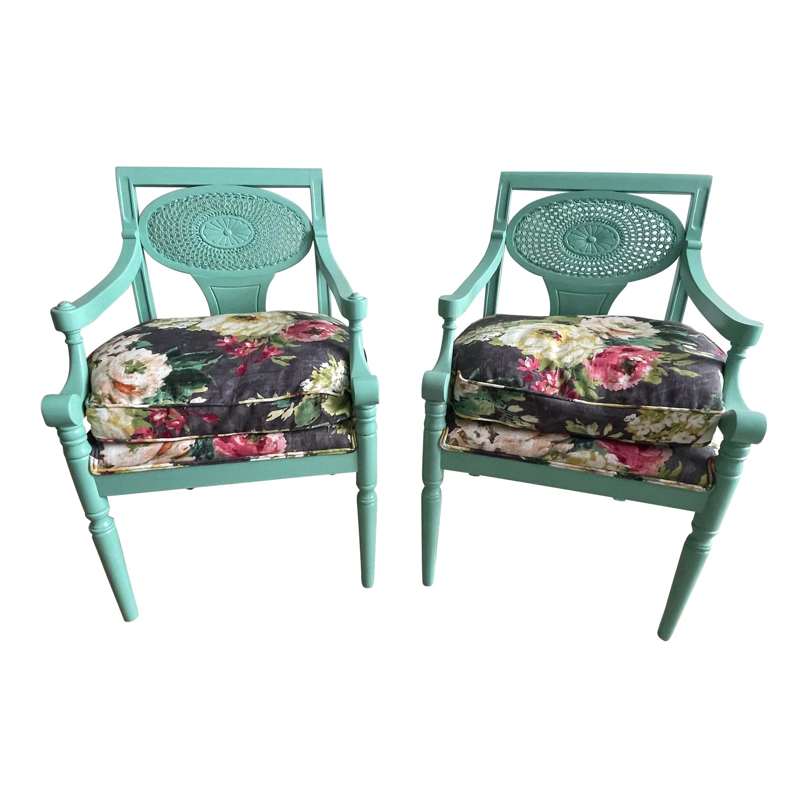 Vintage French Provincial Upholstered Cane Chairs a Pair Chairish