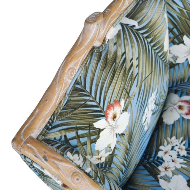 Late 20th Century Late 20th Century–Early 21st Century Branch-Form Carved Wood Bergère Armchair With Tropical Upholstery For Sale - Image 5 of 7