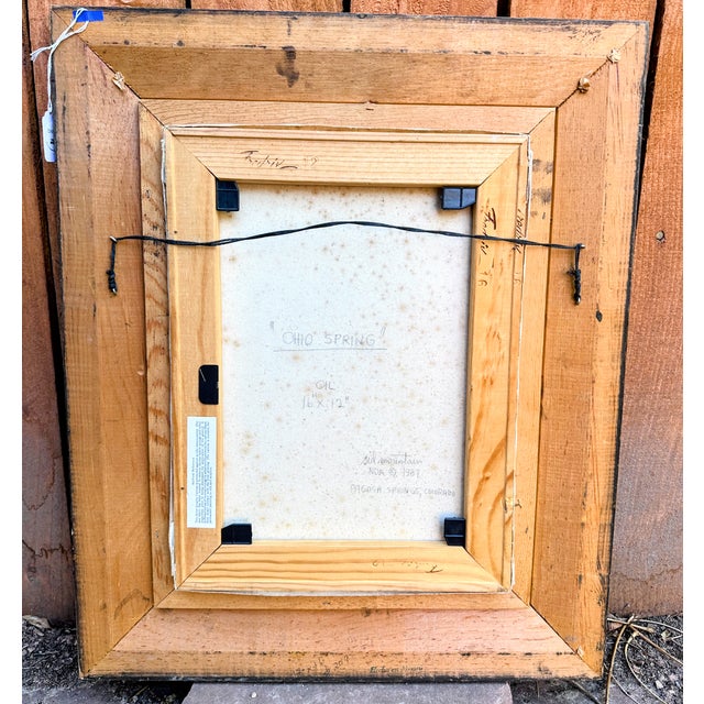 Wood 1980s Original Signed Sid Mountain 'Ohio Spring' Oil Painting, Framed For Sale - Image 7 of 9