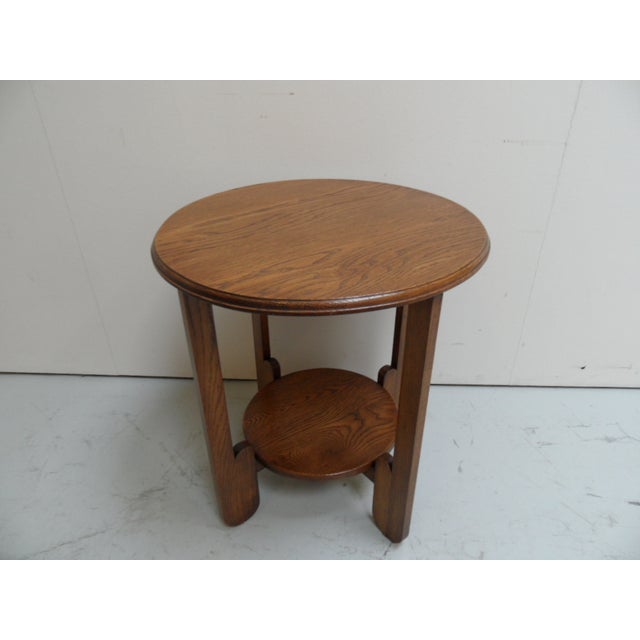 Brown Art Deco Oak Round Coffee Table, 1930s For Sale - Image 8 of 10