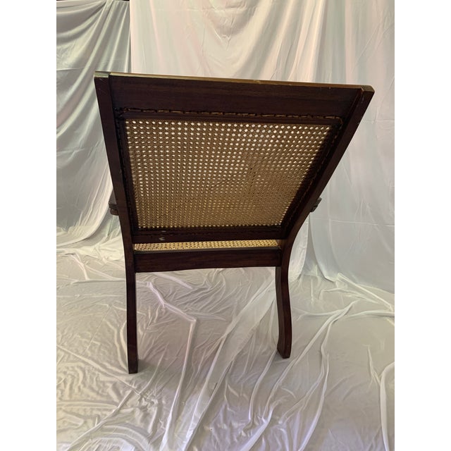 Coffee Vintage Reproduction 18th Century Style Caned Planter’s Chair For Sale - Image 8 of 12