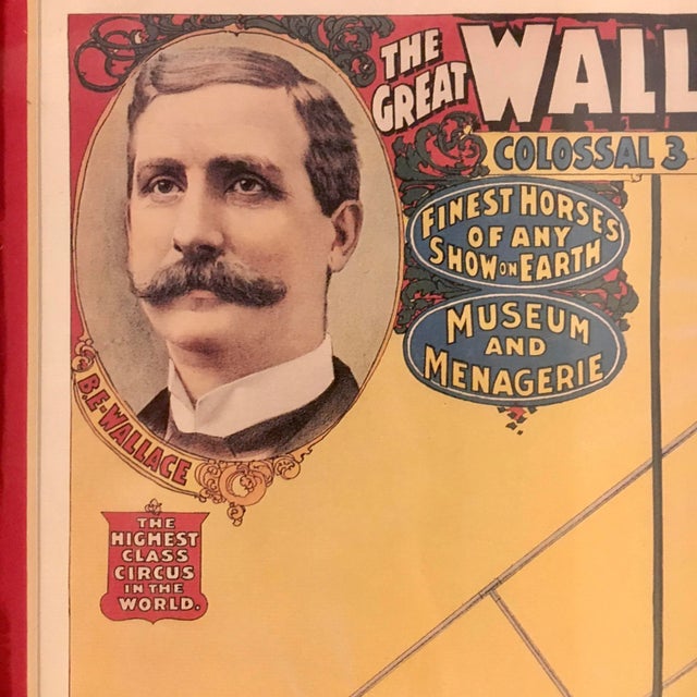 Victorian 1898 Wallace Acrobat Circus Poster in Rustic-Style Frame For Sale - Image 3 of 11