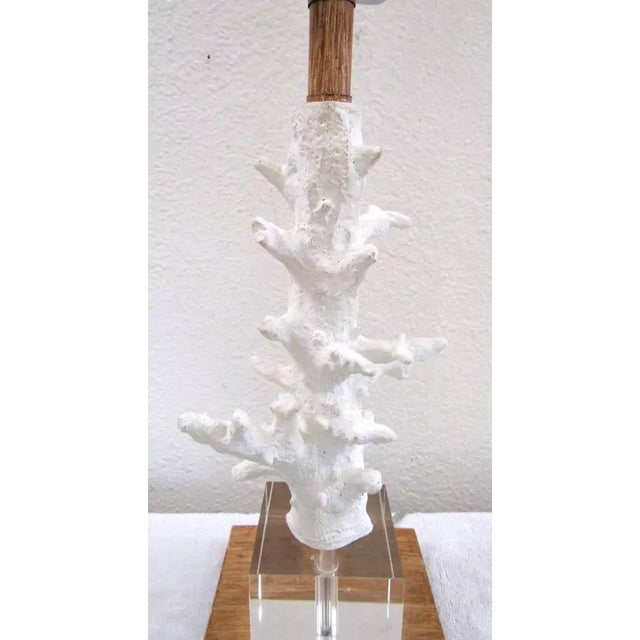 White Pair of Uttermost Corallo White Coral Crystal Cube Wood Pattern Base Table Lamps For Sale - Image 8 of 10