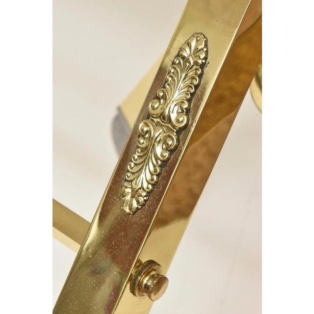 Metal Vintage Brass, Steel and Off White Upholstered 3-Legged Bench Mid Century Modern 50's For Sale - Image 7 of 8