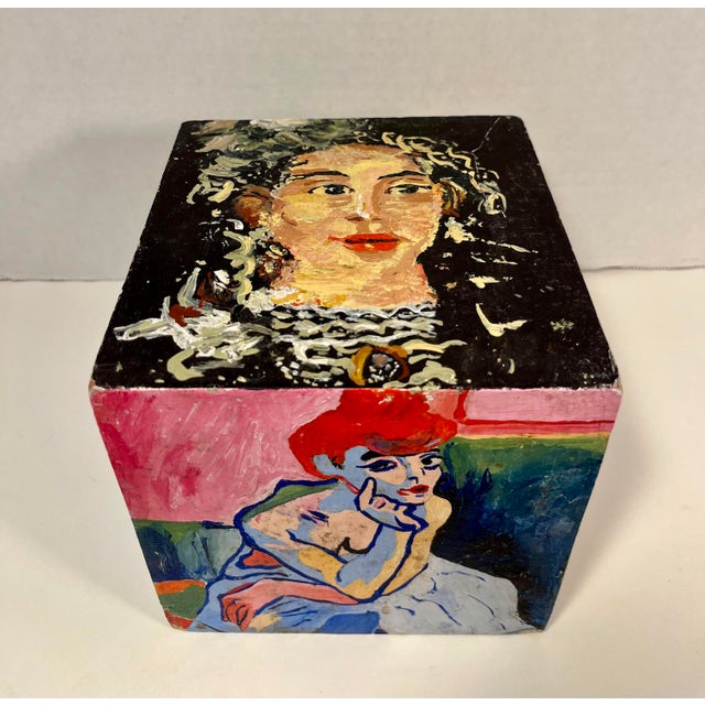 Vintage Oil on Wooden Cube Reproduction of André Derain Famous Artworks 6" X 6" For Sale In Los Angeles - Image 6 of 10
