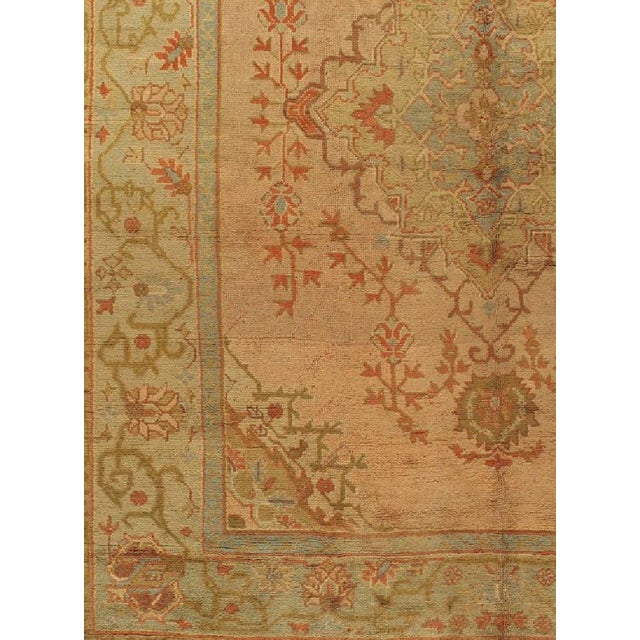 Turkish Antique Turkish Soft Peachy-Red Oushak Rug, 10' X 12'6 For Sale - Image 3 of 4