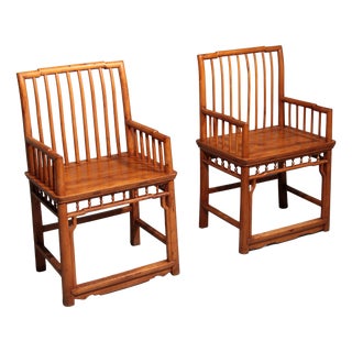 Asian Hongmu Comb-Back Armchairs, 1920, Set of 2 For Sale