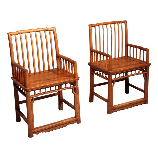 Asian Hongmu Comb-Back Armchairs, 1920, Set of 2 For Sale
