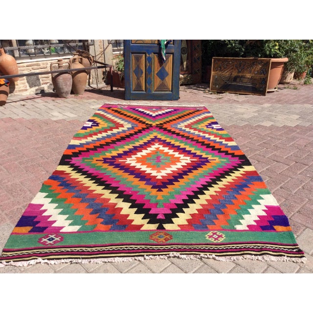 Vintage Bohemian Kilim - 60" X 110" For Sale - Image 4 of 13