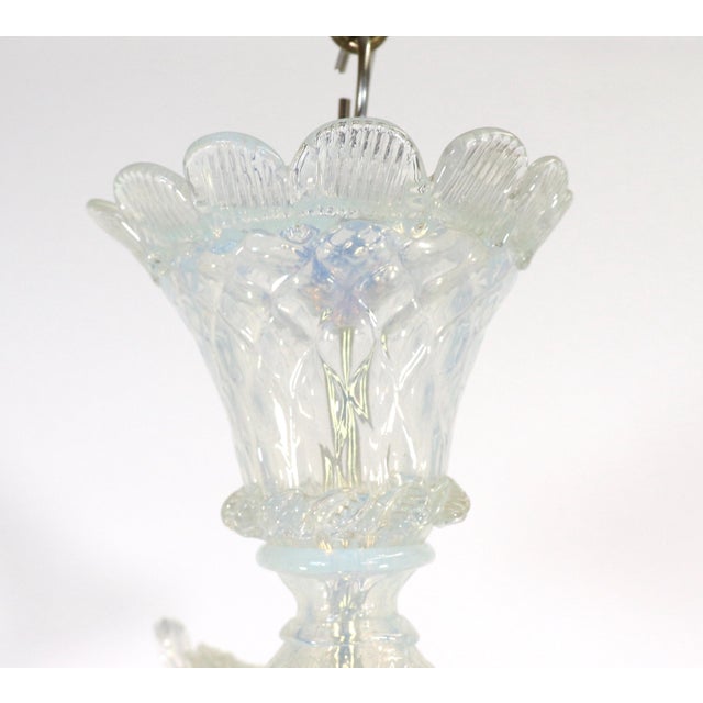 Vintage Baroque Style Four Arm Opaline Murano Chandelier For Sale - Image 4 of 12
